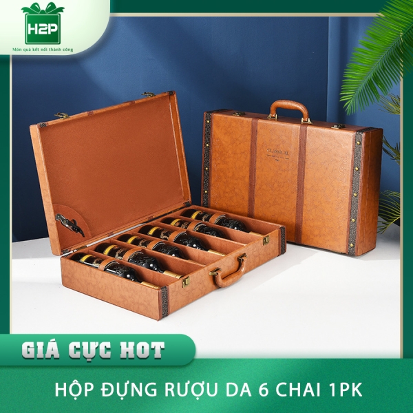 HỘP RƯỢU DA 6 CHAI HDRD-55